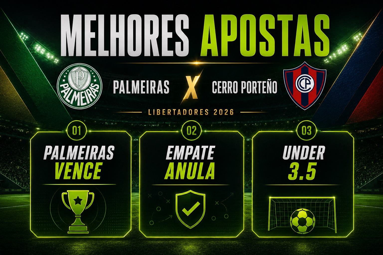 Palmeiras x Cerro Porteño palpite com melhores apostas e mercados