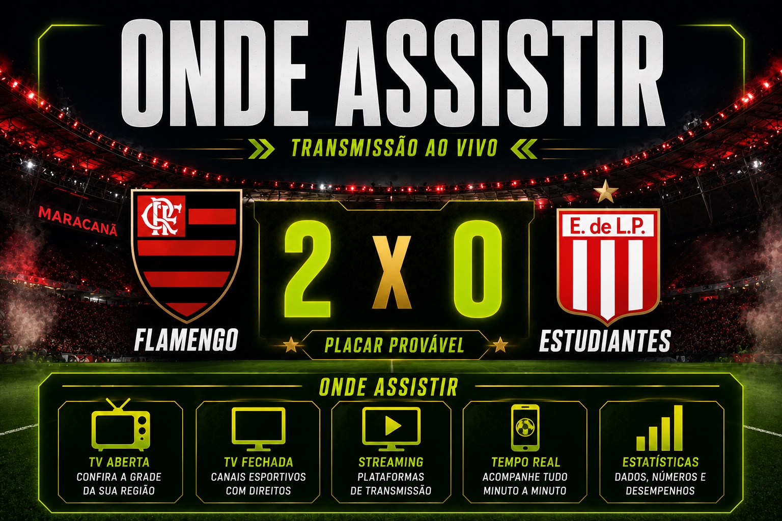 Flamengo x Estudiantes palpite com onde assistir ao vivo pela Libertadores 2026