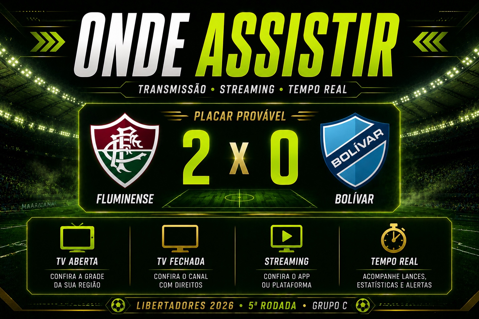Onde assistir Fluminense x Bolívar com transmissão, streaming e placar provável